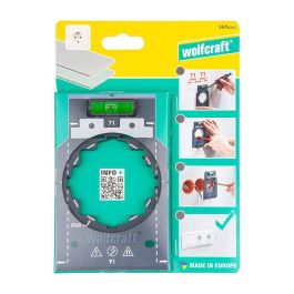 Wolfcraft 5975000 Plantilla para marcar y alinear, para medidas de 71 y 91 mm, obra en seco, instalación de cajas de enchufe e interruptores