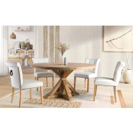 Giner Y Colomer - Lote de 2 Sillas de Tela Beige con Patas de Madera Natural