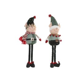 DKD Home Decor Figura de Navidad Elfo Tradicional de Poliéster, Colores Verde y Rojo, 65 cm Alto x 26 cm Ancho x 13 cm Largo, Pack de 2 Unidades