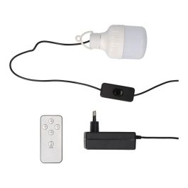 Edm Ventilador de pie solar 25W, aspas Ø40 cm, 3 velocidades, altura regulable, panel solar, blanco