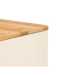 Kinvara Tarro Cuadrado Tapa Bambú Crema 14 x 16 x 14 cm (Set de 12)