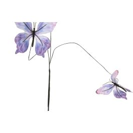DKD Home Decor Rama Shabby Azul Amarillo Lila Blanco Poliester Pe con Mariposa 24 x 83 x 24 cm
