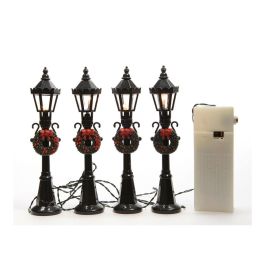 Lumineo Farolas de Navidad LED, Set 4 uds, Ø2.5 x 12 cm, 4 luces LED Cálidas, IP20, Decoración Interior