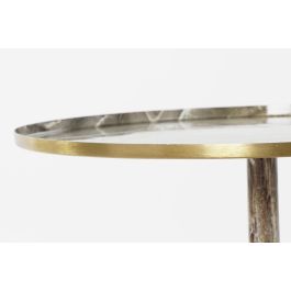 DKD Home Decor Mesita Auxiliar Glam 51 x 51 x 51 cm Simil Marmol Marron Dorado