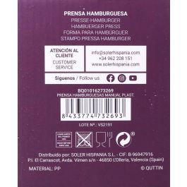Prensa Hamburguesas Manual Quttin - Plastico (18 Unidades) Prensa Hamburguesas Manual Quttin - Plastico (18 Unidades)
