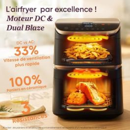 Cosori AAAVL96408 Freidora sin aceite Turbo Tower Pro Smart 10.8 L, 2 depósitos, 7 programas, 2630 W, color negro
