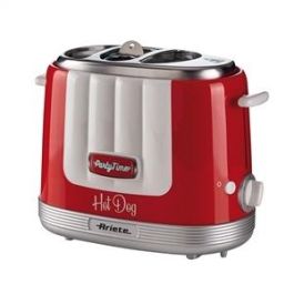 Ariete 206/00 Máquina de Hot Dog Party Time Roja - 5 Niveles de Cocción, Expulsión Automática