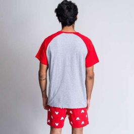 Pijama de Verano Mickey Mouse Rojo (Adultos) Hombre Gris S