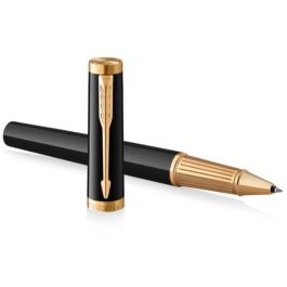 PARKER 2182007 Rollerball Ingenuity, Bolígrafo Negro Brillante GT, Punta Fina, Acero Inoxidable, con Clip, Caja Regalo