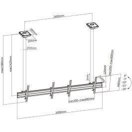 Equip 650373 Soporte de Techo Doble para Pantallas 45-55" (114-139cm), hasta 100kg, Inclinable, Negro/Plata