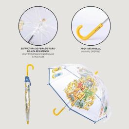 Cerdá Paraguas Burbuja Manual Harry Potter 100% POE Transparente Azul. Ideal para Lluvia y Viento, Protección para Niños y Niñas