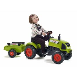 Falk Claas Arion Tractor de Pedales y Cargador Retroexcavadora con Remolque Basculante y Capó de Apertura para Niños 2-5 Años