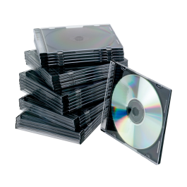 Q-connect Caja CD Slim con Interior Negro Pack 25 Unidades para Almacenamiento CD/DVD