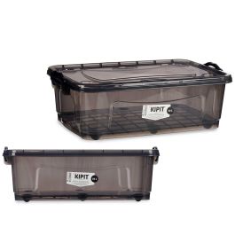 Kipit Bajo Cama 6 Ruedas de Plástico Antracita de 30L - Caja Organizadora para Almacenamiento Espacioso 40x20.5x63 cm (6 Unidades)