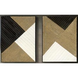 DKD Home Decor Cuadro Moderno Geométrico Dorado Negro Lienzo PS 93 x 123 x 3.5 cm (2 Unidades) Precio: 163.95000028. SKU: B1JQ6YBLDT