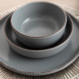 Quid Bol Cerámica Duna 15x15 cm Decorado Gris Pack 12 Unidades