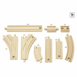 Brio World 33402 Caja de Evolución de 16 Rieles de Madera de Haya para Circuitos de Tren Brio: Rieles Rectos, Curvos y Puntos (+3 años)