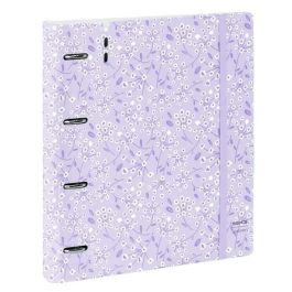 Carpeta Con Recambio Safta Din A4 Cuadro 5 mm Polipropileno Foam 4 Anillas 35 mm Estampados Floral Lila