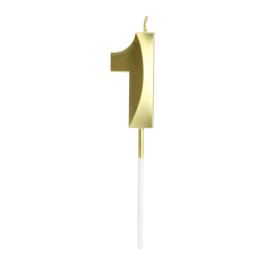 Party Time Vela Cifra 1 Oro para Aniversario - 13 cm