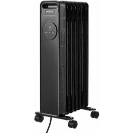 Oceanic Radiador de aceite 1500W, Termostato electrónico, Mando a distancia, Temporizador 24H, 7 elementos, Negro, Móvil