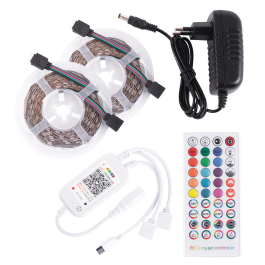 Kit Tira LED 72W 3,000Lm 300 LEDs 10M RGB Control Bluetooth IP20 40,000H con Transformador y Controlador Precio: 25.95000001. SKU: B1JTSDVSCK