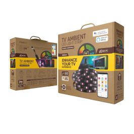 Muvit Tira Led Io Wifi TV, Compatible con Alexa y Google Assistant, Ambient Light para Películas y Música