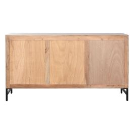 DKD Home Decor Buffet Moderno Marrón Negro de Acacia y Metal con 3 Puertas, 2 Estanterías, Desmontable 145x40x80 cm