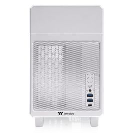 Thermaltake TR100 Mini Torre Blanca, Caja de PC compacta, compatible con fuentes SFX/SFX-L, soporta radiadores 120/140/240/280mm y discos 2.5"
