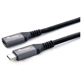 Equip Cable Prolongador USB-C Macho Hembra 3.2 Gen2 10Gbps 4K/60HzColor Negro 1.0m Malla algodon trenzado Carcasa Conector Aluminio