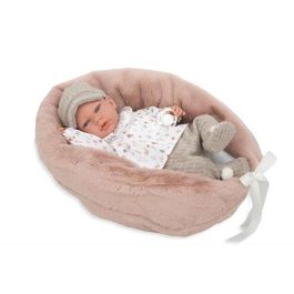 Muñecas Arias Muñeca Elegance Andie Gris con Cojín de Lactancia, Incluye Chupete (Muñeco de Peso) 40 cm