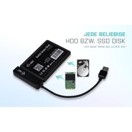 I-Tec MySafe USB 3.0 Easy 2.5" External Case – Black, Carcasa de disco duro/SSD, 2.5", SATA, Serial ATA II, Serial ATA III, 5 Gbit/s, Conexión USB