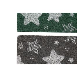 DKD Home Decor Felpudo Básico Fibra de Coco y Goma Verde Gris Estrellas 40 x 60 cm (2 Unidades)