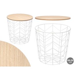 Mesa Auxiliar Acero Tapa Madera Blanca 44X54Cm Giftdecor (6 Unidades) Precio: 138.69000035. SKU: B1JTP7VVHB
