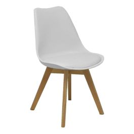 Piqueras y Crespo Pack 4 Sillas Don Rodrigo 2.0 Blanco PACK4351PTBLSP10 - Madera de Haya, PVC Acolchado, Ergonómico