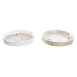 DKD Home Decor Bandeja Tropical Colección Tropic Garden Multicolor de MDF 35x35x5 cm (4 Unidades)