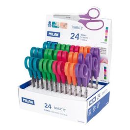 Milán Tijeras Escolares Básicas 13,3 cm Mango Plástico Cuchilla Acero Inoxidable Colores Surtidos Expositor 24 Unidades Precio: 17.9907882. SKU: B16TH2Z59N