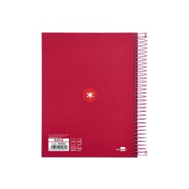 Cuaderno Espiral A5 Micro Antartik Tapa Forrada120H 90 gr Cuadro 5 mm 5 Bandas6 Taladros Color Frambuesa