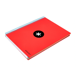 Antartik Cuaderno Espiral A4 Micro Forrado 120 Hojas 90gr Cuadro 5mm 5 Bandas Taladros Rojo