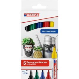 Marcador Permanente Edding 3000 Conico Colores Basicos Estuche De 5 (Negro, Rojo, Azul, Verde, Amarillo) Precio: 13.59000005. SKU: B1GJDELFK2