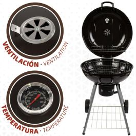 Barbacoa de Carbón con Ruedas Aktive Aluminio Metal esmaltado textileno 57 x 86 x 57 cm Negro Barbacoa de Carbón con Ruedas Aktive Aluminio Metal esmaltado textileno 57 x 86 x 57 cm Negro
