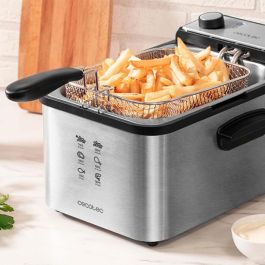 Cecotec CleanFry Infinity 3000 Full Inox Freidora Eléctrica 3L 2400W, Filtro OilCleaner, Apta Lavavajillas