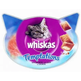 Whiskas Temptations Snacks para Gato Sabor Salmón, 6 Paquetes de 60 g Precio: 12.4999996. SKU: B16LZZ6PBZ