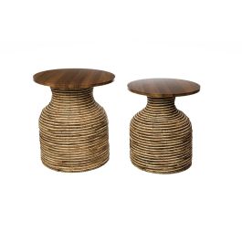 Set de mesas Romimex Natural Fibra Madera MDF 2 Piezas Precio: 246.94999989. SKU: B166Q39JE6