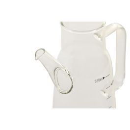 DKD Home Decor Aceitera Básicos 550ml, Borosilicato e Inox, Cierre Hermético, Apta Lavavajillas, Transparente Plateado