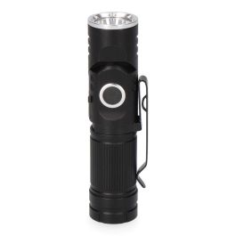 Edm Mini Linterna LED Nano Vortex, Aluminio, 8W 450 lm, Recargable USB C, Cabezal Direccionable 90°, Base Magnética, IP44