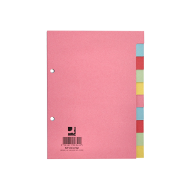 Q-connect Separador Cartulina DIN A5 Juego de 10 Separadores con Pestañas Colores Pastel Certificado Blue Angel y PEFC