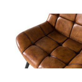GINER Y COLOMER Silla de Comedor Tapizada en Piel Natural Marrón