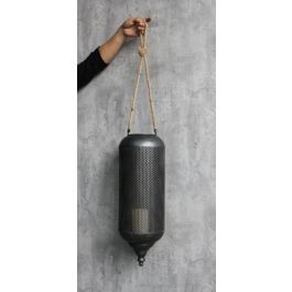 DKD Home Decor Portavela de Estilo Loft, Fabricado en Metal, Cuerda y Cristal, Colores Negro y Marrón, Medidas 22x63x22 cm Precio: 38.52882. SKU: S3026341