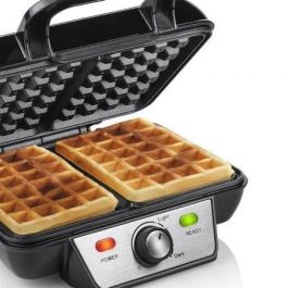 Tristar WF-2195 Gofrera 1000W para 2 Waffles Belgas, Termostato Regulable, Antiadherente, Acero Inoxidable, Almacenamiento Vertical/Horizontal