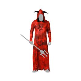 Disfraz Demonio Rojo Hombre Adulto Túnica con Capucha Halloween Talla M-L